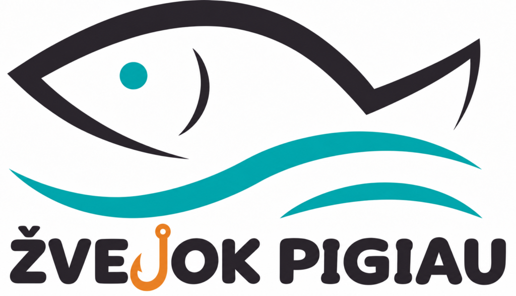 ŽvejokPigiau logotipas su oranžiniu kabliuku
